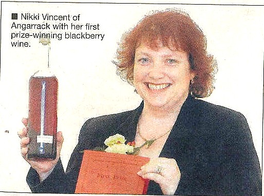 Nikki Vincent of Angarrack with her first prize-winning blackberry wine Nikki Vincent of Angarrack with her first prize-winning blackberry wine